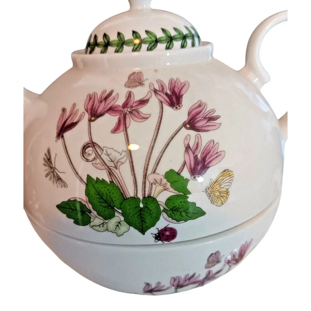 Portmeirion BOTANIC GARDEN TEA-FOR-ONE Set 12 oz TEAPOT w/ 10 oz CUP SET